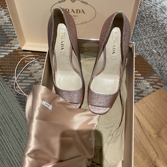 Prada Sz. 38 pink sparkle platform sandals - Picture 2 of 10